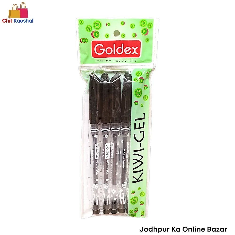 2024/12/1000153687.jpg Goldex Kiwi Gel Pen - Black ( Pack of 5 ) - Image 1