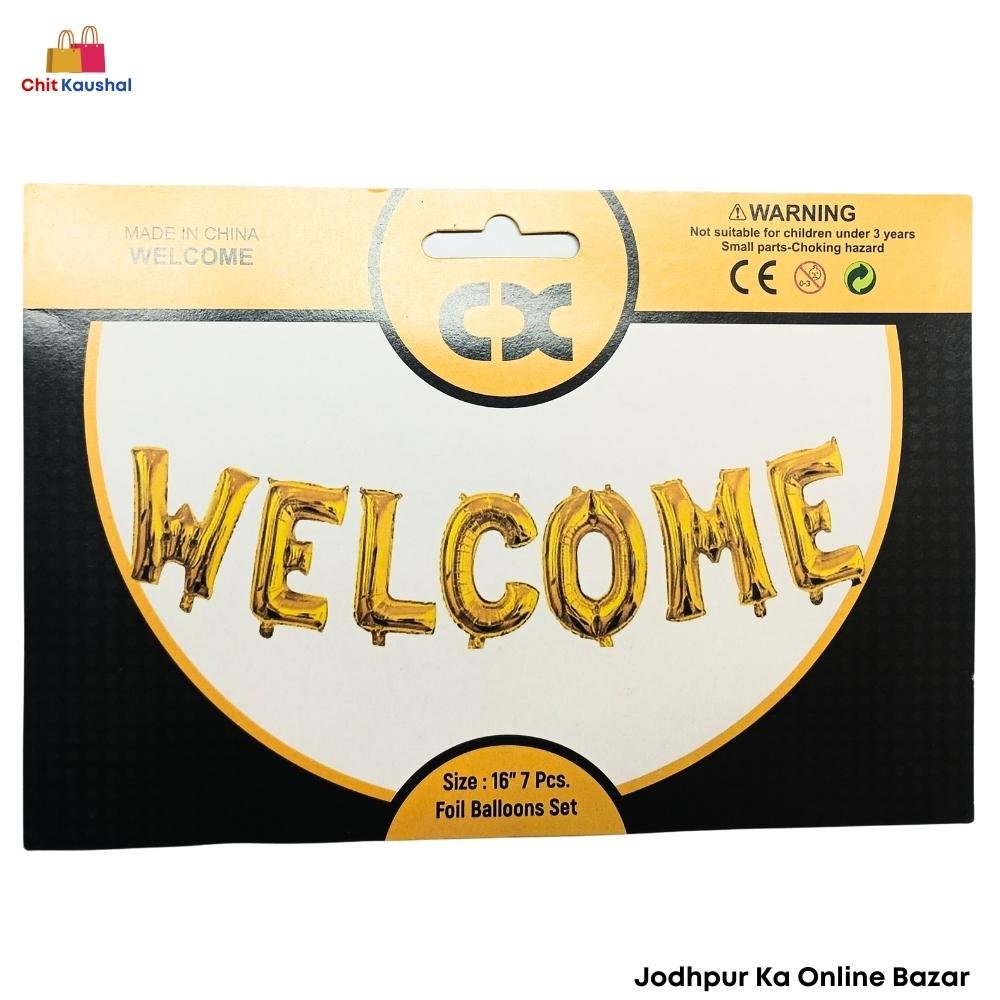 welcome-foil-golden-1 Golden "WELCOME" Foil Balloon Banner ( 16" ) (Copy) - Image 1