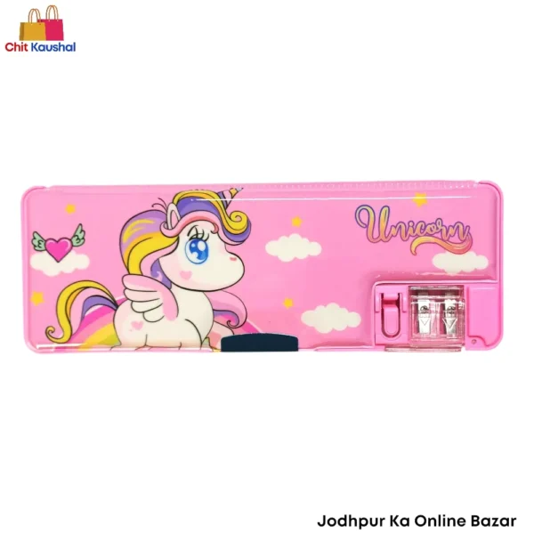 Pencil Compass Box with LED Light & Dual Sharpener - Unicorn