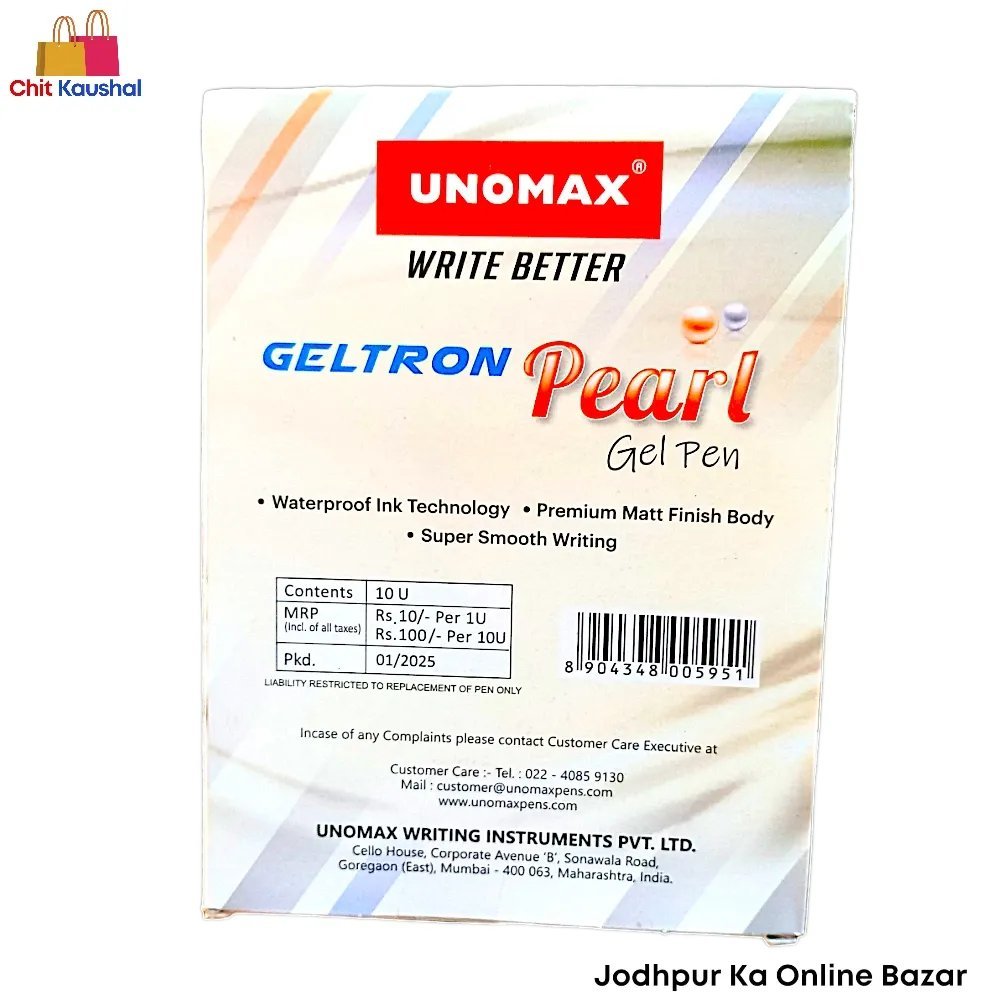 2025/07/1000153548-1.jpg Unomax Geltron Pearl Gel Pen - Blue ( Pack of 10 ) - Image 4