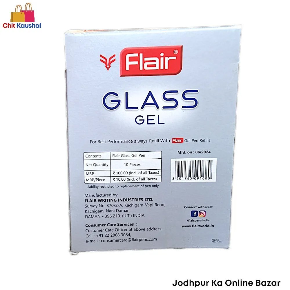 2025/07/1000153608.jpg Flair Glass Gel Pen - Red ( Pack of 10 ) - Image 4