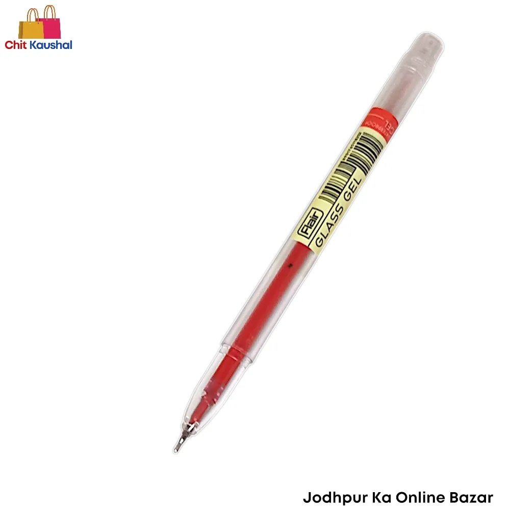 2025/07/1000153610.jpg Flair Glass Gel Pen - Red ( Pack of 10 ) - Image 3