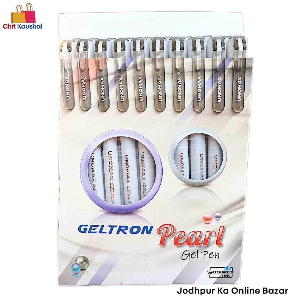 2025/07/1000153623.jpg Unomax Geltron Pearl Gel Pen - Black ( Pack of 10 ) - Image 1