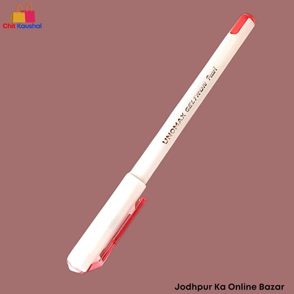 2025/07/1000153642.jpg Unomax Geltron Pearl Gel Pen - Red ( Pack of 10 ) - Image 2