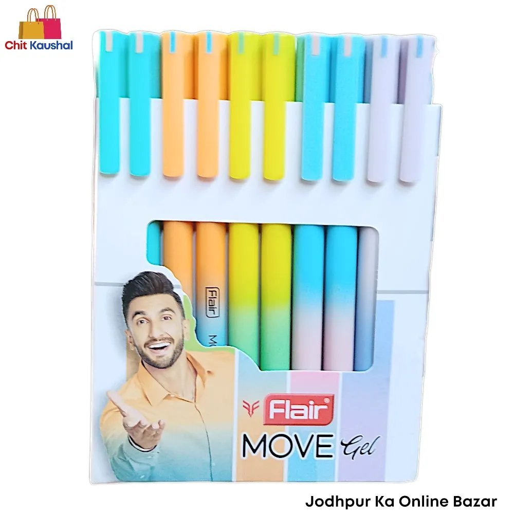 2025/07/1000153648.jpg Flair Move Gel Pen - Blue ( Pack of 10 ) - Image 1
