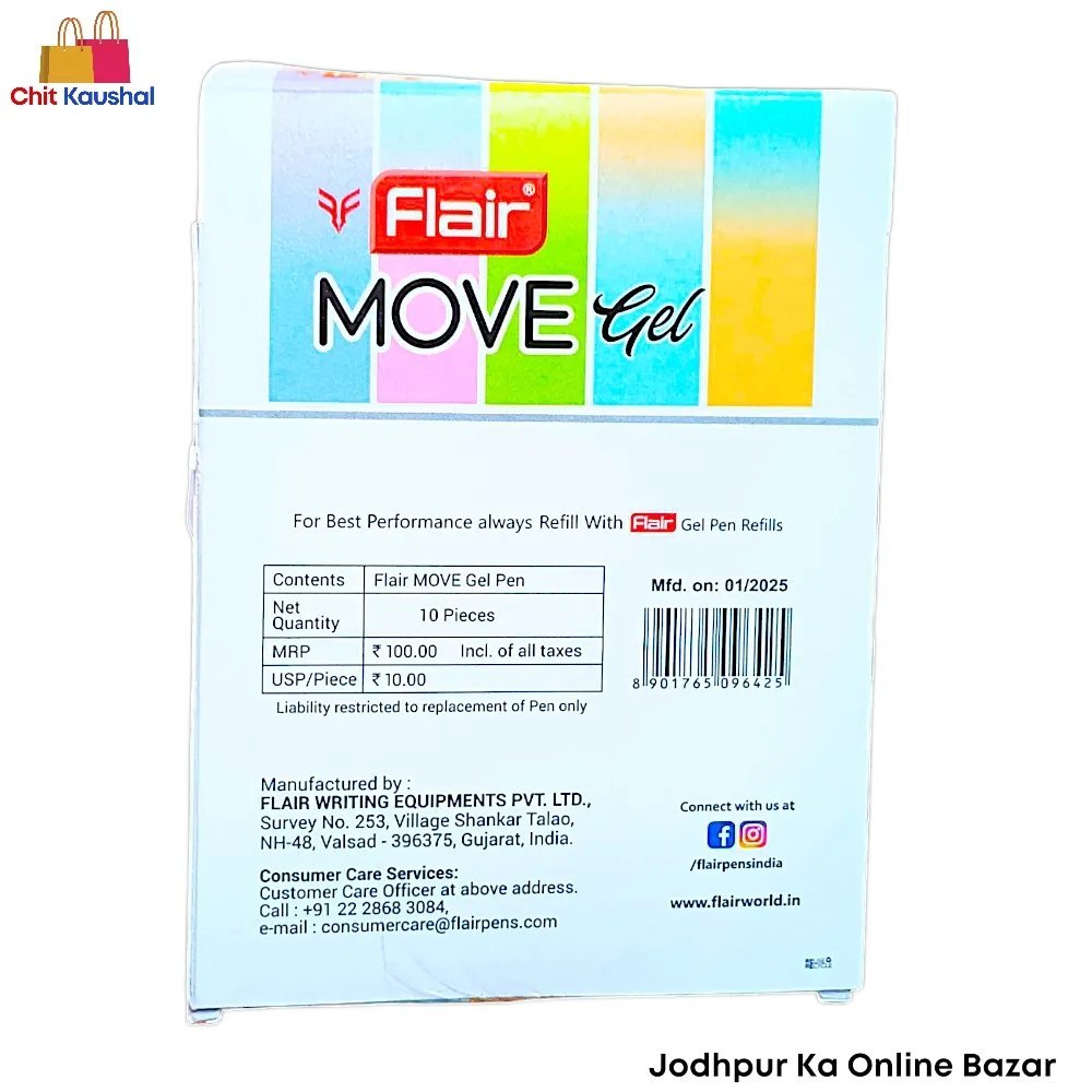 2025/07/1000153649.jpg Flair Move Gel Pen - Blue ( Pack of 10 ) - Image 5